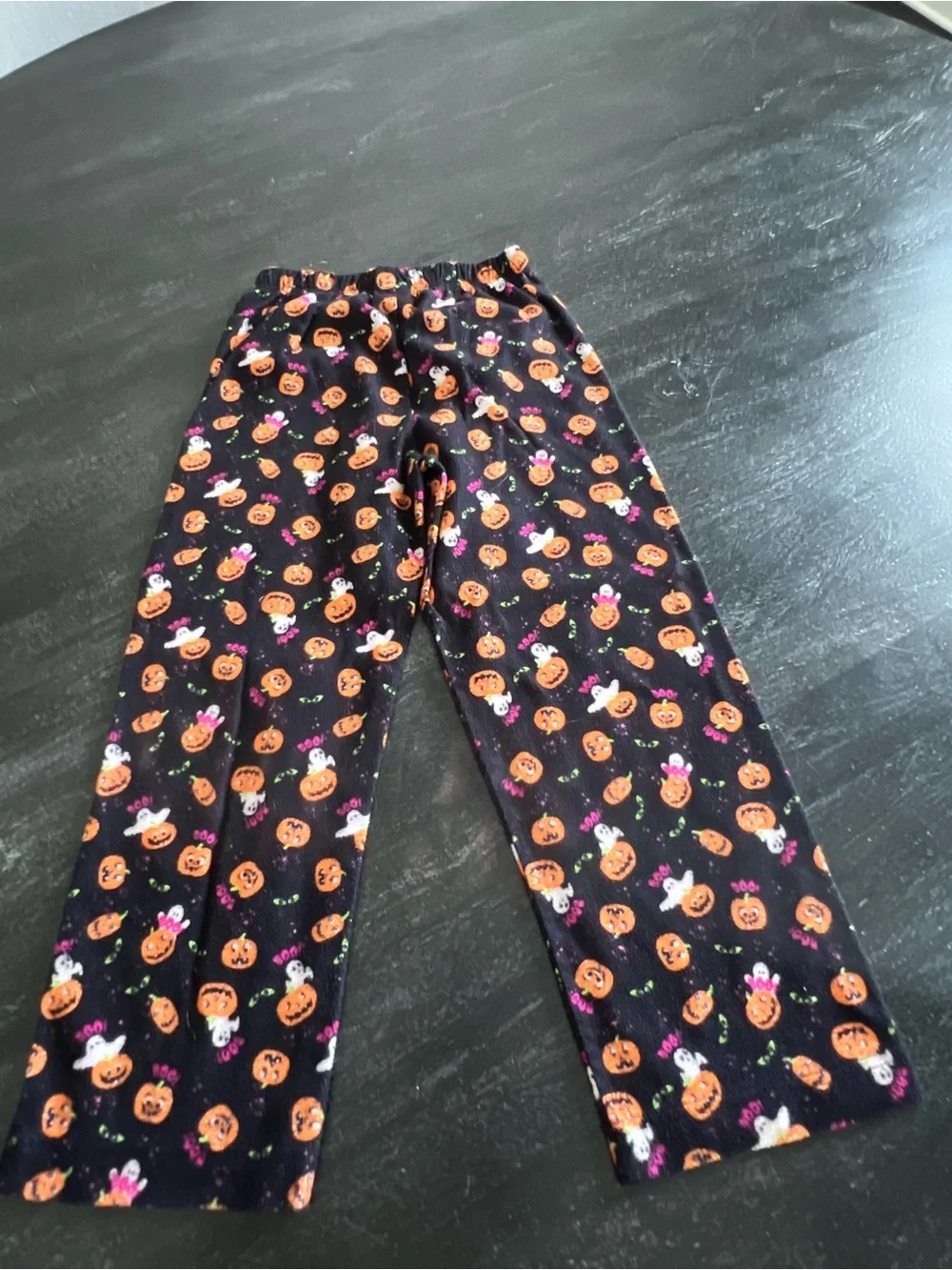 Kids Halloween Pumpkin Print Pajama Pants - Black & Orange